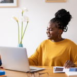Young black female entrepreneur working from home